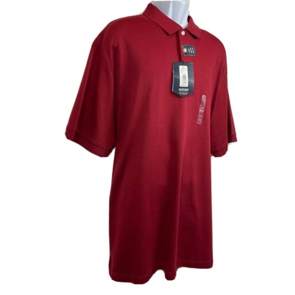 New Roundtree & Yorke Silky Collection Men's Burgundy Short Slv Polo Shirt XXL